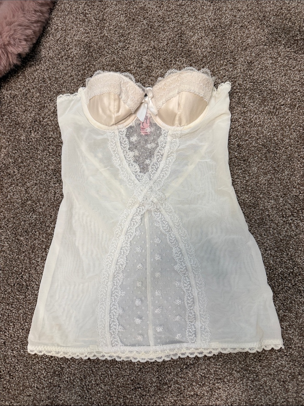 Agent Provicateur Sheer Lace Chemise Slip in Ivory